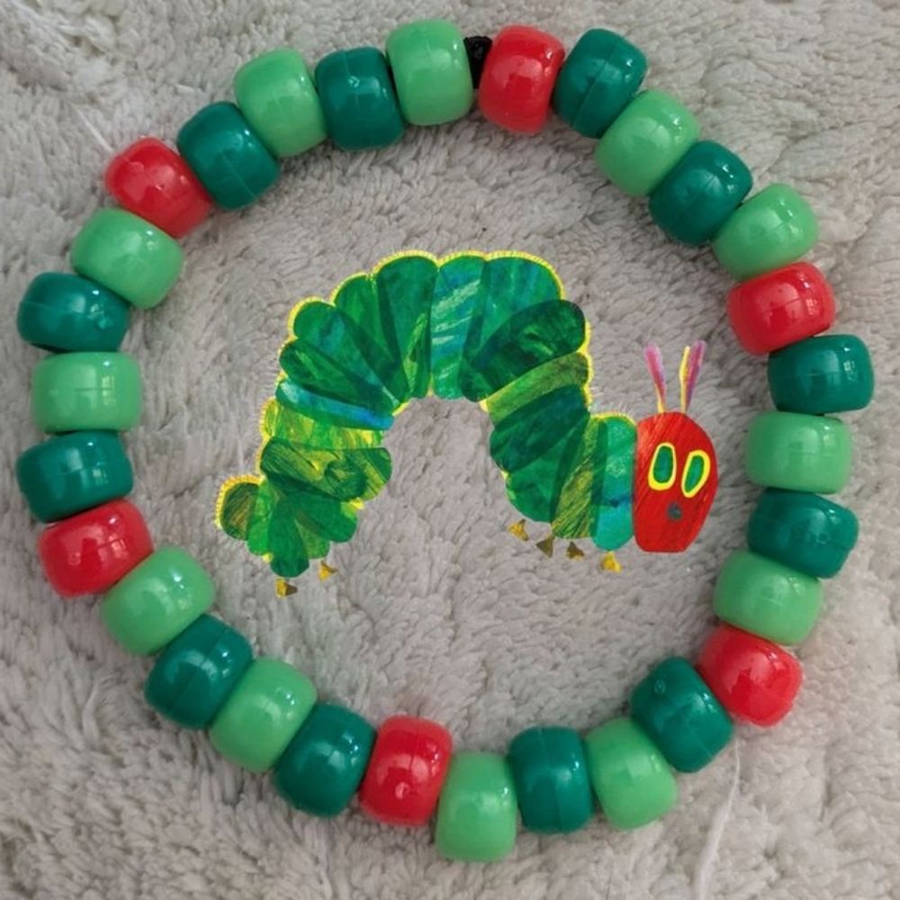 The Very Hungry Caterpillar Inspired Handmade Beaded Kandi Bracelet